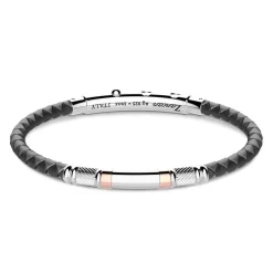 Hot Zancan Black Silicone Bracelet With Silver Tag And Rose Gold Details. Bracelets