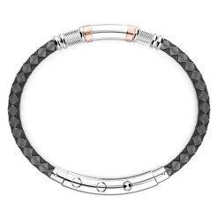 Hot Zancan Black Silicone Bracelet With Silver Tag And Rose Gold Details. Bracelets
