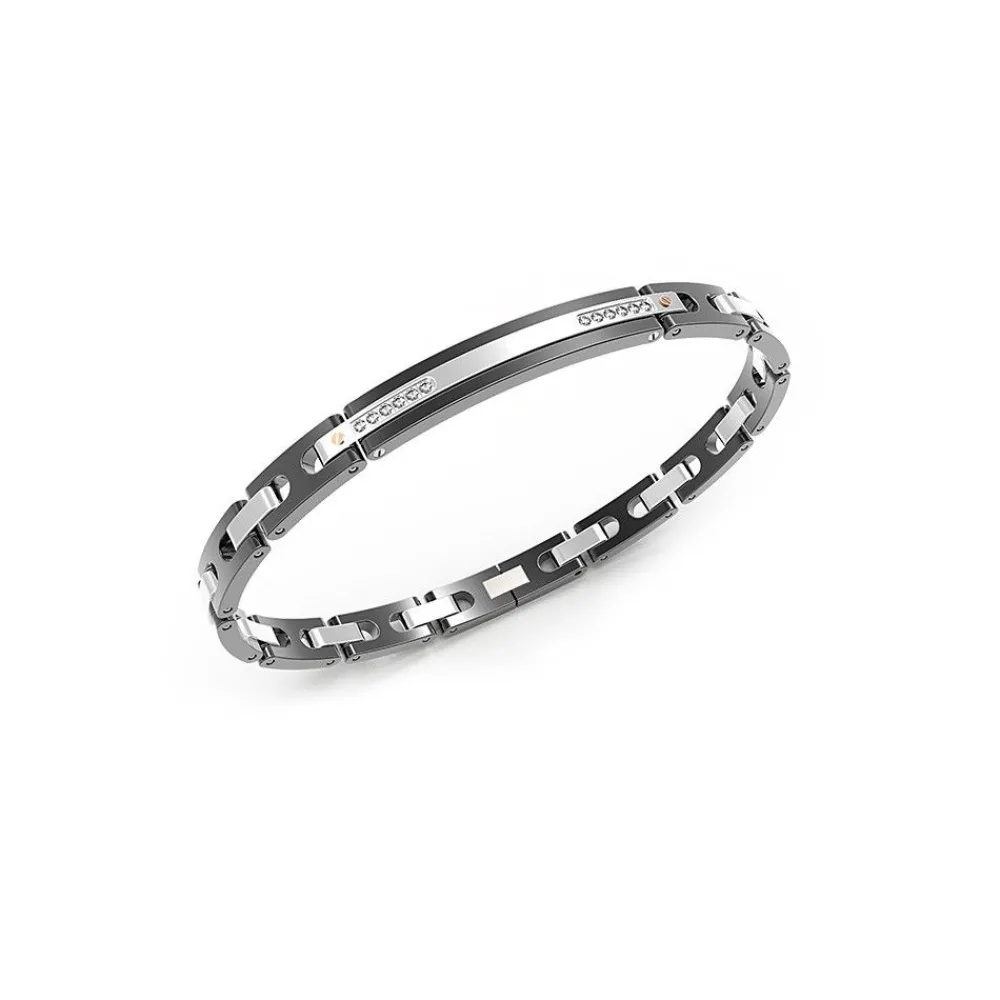 Cheap Zancan Black Steel And White Sapphire Bracelet. Bracelets