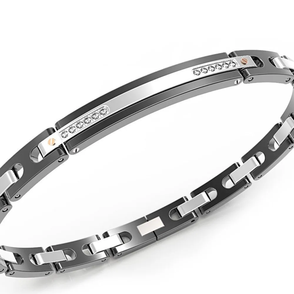 Cheap Zancan Black Steel And White Sapphire Bracelet. Bracelets