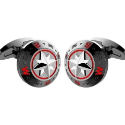 Shop Zancan Black Steel Cufflinks With Wind Rose. Boutons De Manchette