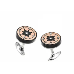 Discount Zancan Black Steel Cufflinks With Wind Rose. Boutons De Manchette
