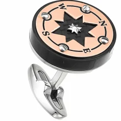 Discount Zancan Black Steel Cufflinks With Wind Rose. Boutons De Manchette