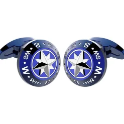 Sale Zancan Black Steel Cufflinks With Wind Rose. Boutons De Manchette