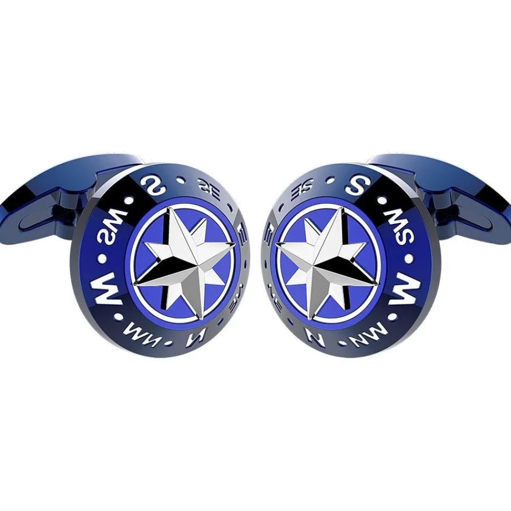 Sale Zancan Black Steel Cufflinks With Wind Rose. Boutons De Manchette