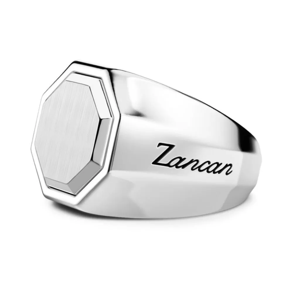 Store Zancan Blocky Silver Signet Ring. Bagues