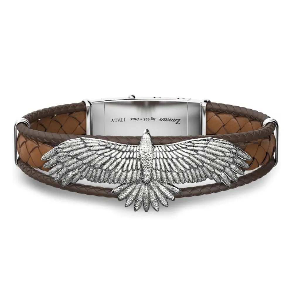Best Sale Zancan Bracelet Made From Silver And Leather With Eagle. Bracelets