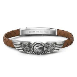 Sale Zancan Bracelet Made From Silver And Leather With Eagle. Bracelets
