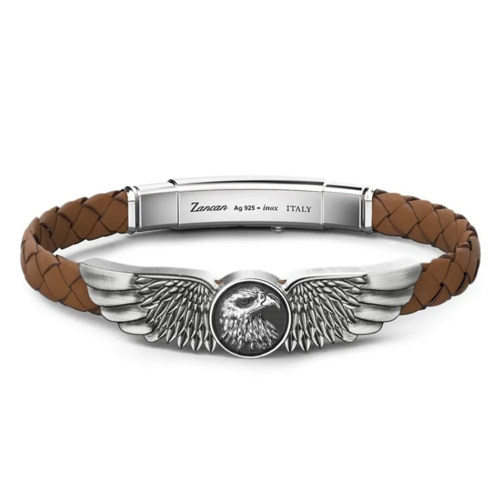 Sale Zancan Bracelet Made From Silver And Leather With Eagle. Bracelets