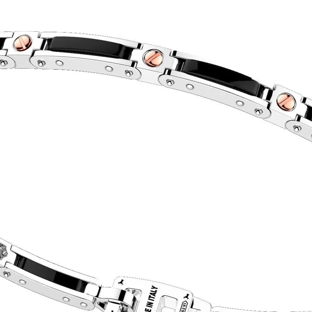 Online Zancan Bracelet Made From Silver And Ceramic With Rose Gold Screws. Bracelets