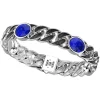 Outlet Zancan Broad Silver Curb Chain Bracelet With Striated Black Finish And Blue Stones. Bracelets