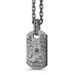 Hot Zancan Burnished Silver Necklace With Pendant Depicting Sea Waves. Colliers