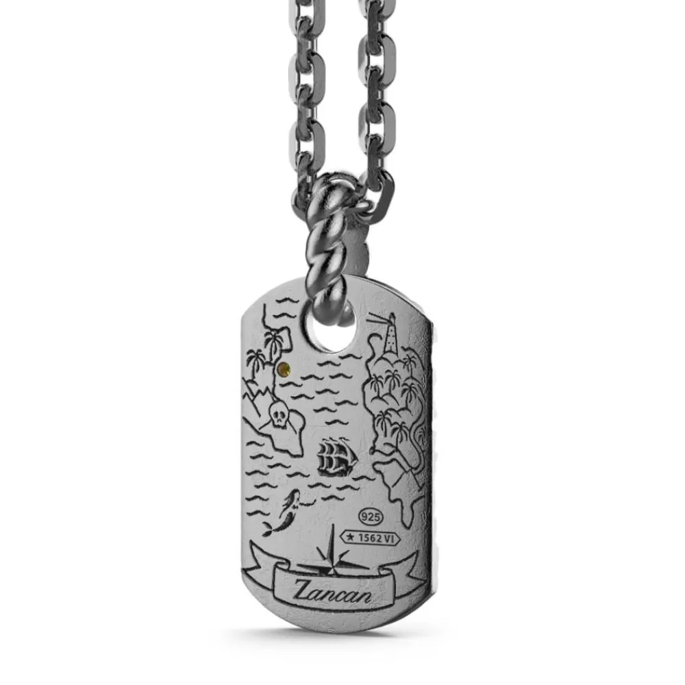 Hot Zancan Burnished Silver Necklace With Pendant Depicting Sea Waves. Colliers