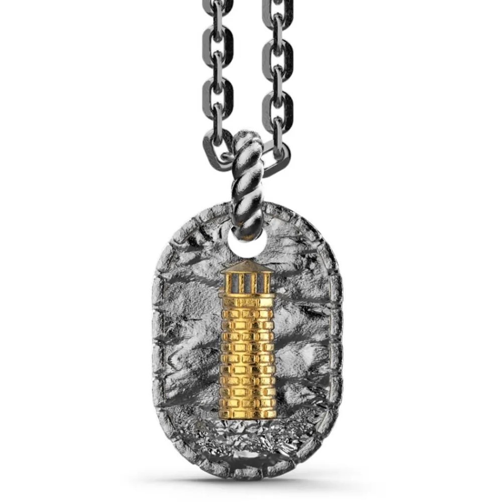 Discount Zancan Burnished Silver Necklace With Lighthouse. Colliers