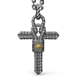 Cheap Zancan Burnished Silver Necklace With Cross Pendant And Nautical Knot. Colliers