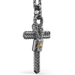 Cheap Zancan Burnished Silver Necklace With Cross Pendant And Nautical Knot. Colliers