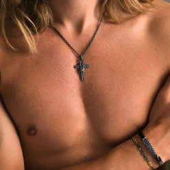 Cheap Zancan Burnished Silver Necklace With Cross Pendant And Nautical Knot. Colliers