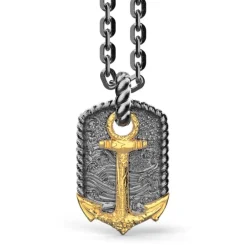 Store Zancan Burnished Silver Necklace With Anchor. Colliers