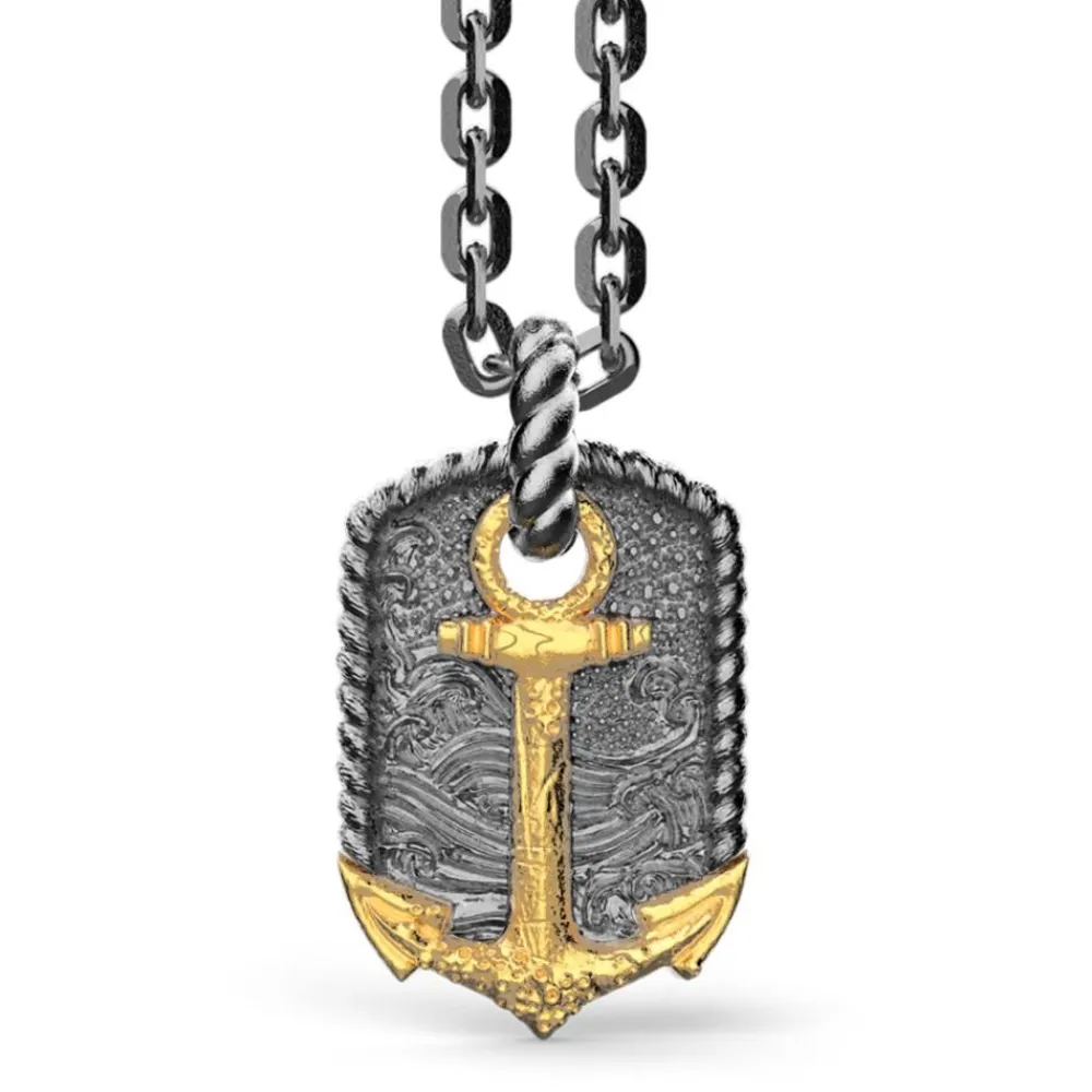 Store Zancan Burnished Silver Necklace With Anchor. Colliers