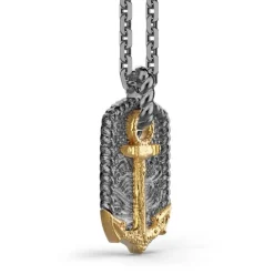 Store Zancan Burnished Silver Necklace With Anchor. Colliers