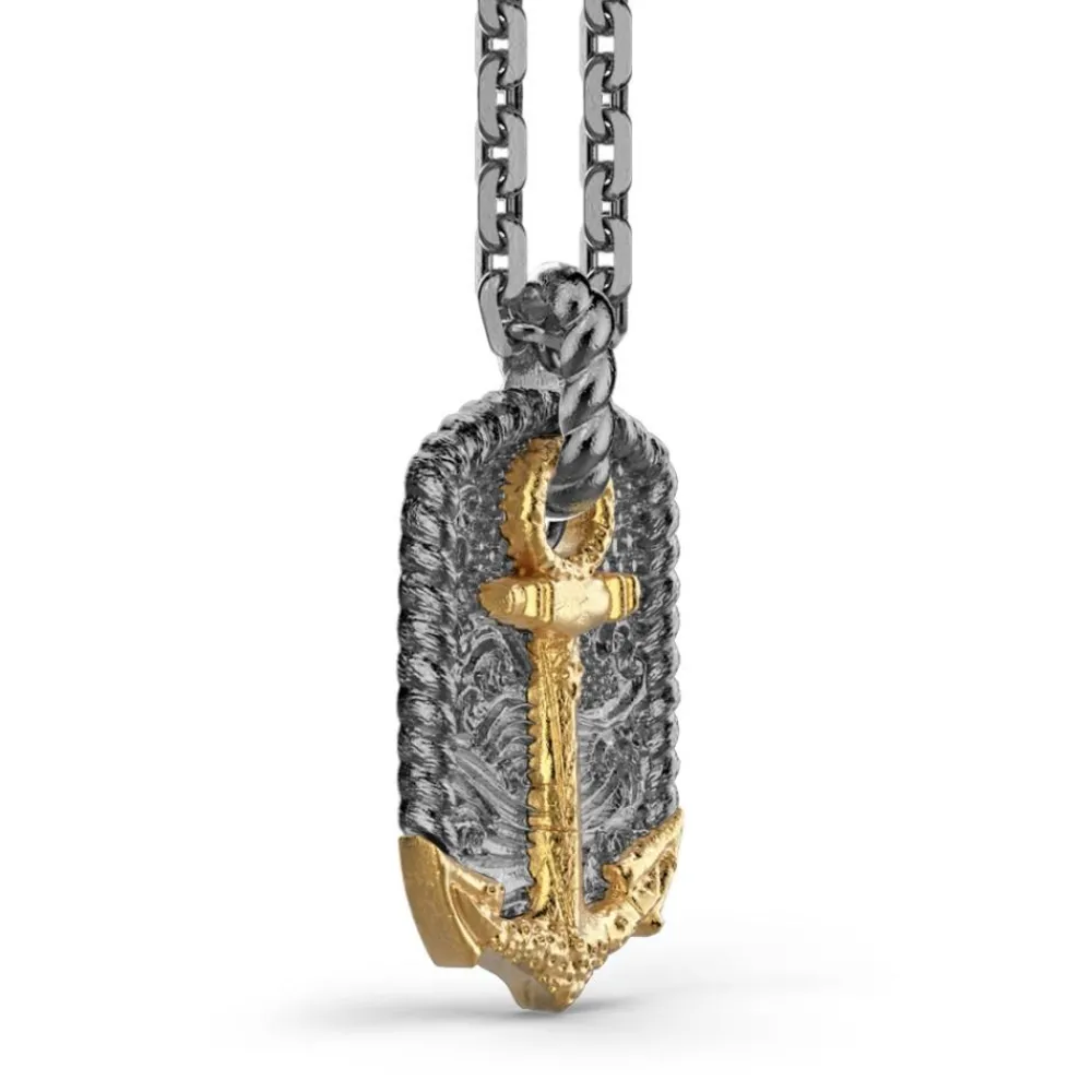 Store Zancan Burnished Silver Necklace With Anchor. Colliers