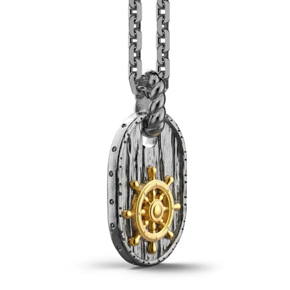 Shop Zancan Burnished Silver Necklace With Helm. Colliers