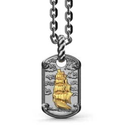 Online Zancan Burnished Silver Necklace With Sailboat. Colliers