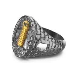 Fashion Zancan Burnished Silver Ring With Lighthouse. Bagues