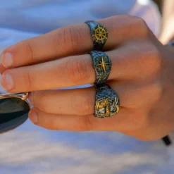 Best Sale Zancan Burnished Silver Ring With Mermaid. Bagues