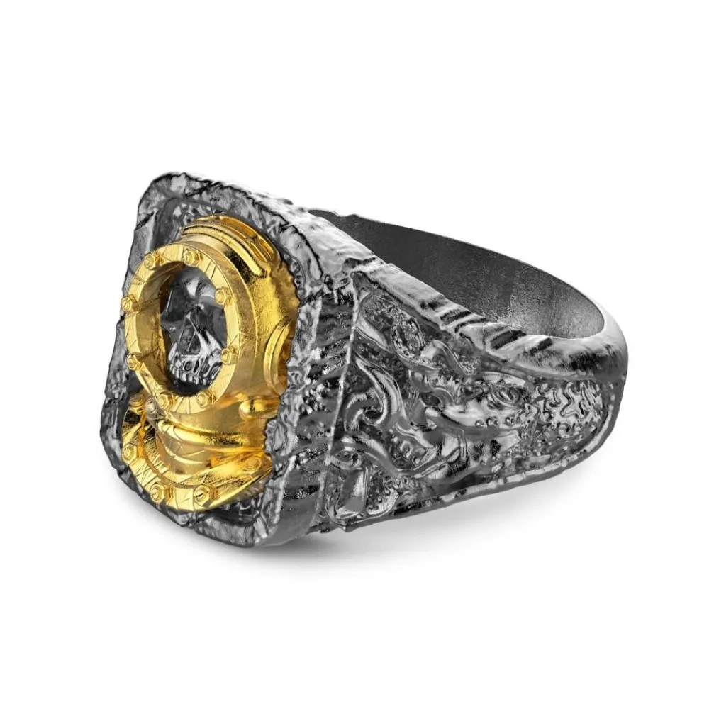 Fashion Zancan Burnished Silver Ring With Diver. Bagues