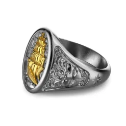 Sale Zancan Burnished Silver Ring With Sailboat. Bagues