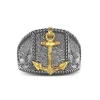 Shop Zancan Burnished Silver Ring With Anchor. Bagues