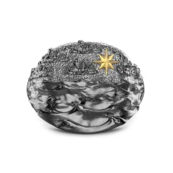 Cheap Zancan Burnished Silver Ring With Sea Waves. Bagues