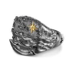 Cheap Zancan Burnished Silver Ring With Sea Waves. Bagues
