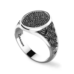 Fashion Zancan Burnished Silver Signet Ring. Bagues