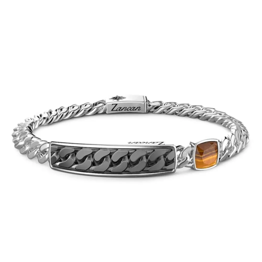 Flash Sale Zancan Curb Chain Bracelet With Tag And Tiger'S Eye. Bracelets