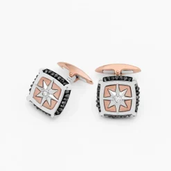 Online Zancan Gold And Diamond Cufflinks. Boutons De Manchette
