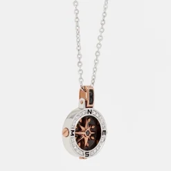 Clearance Zancan Gold Necklace With Wind Rose Pendant And Diamonds. Colliers
