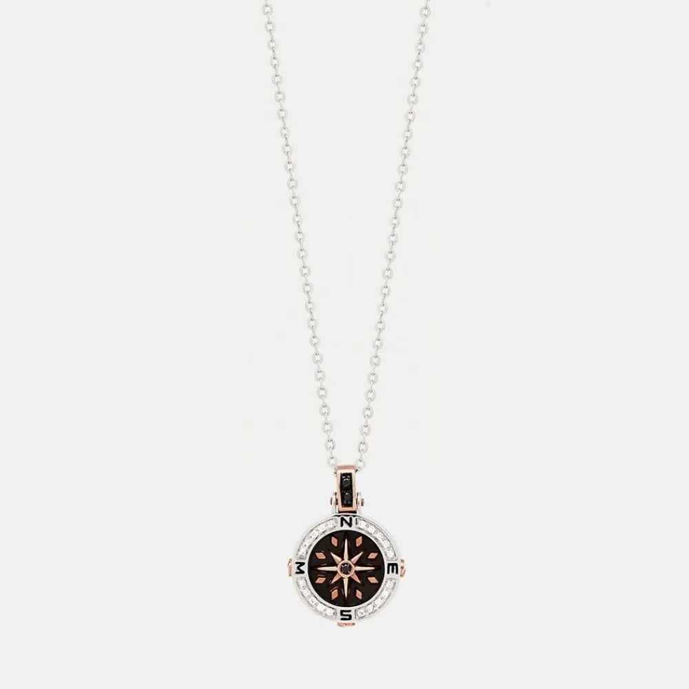 Clearance Zancan Gold Necklace With Wind Rose Pendant And Diamonds. Colliers