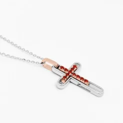 Discount Zancan Gold Necklace With Cross And Rubies. Colliers