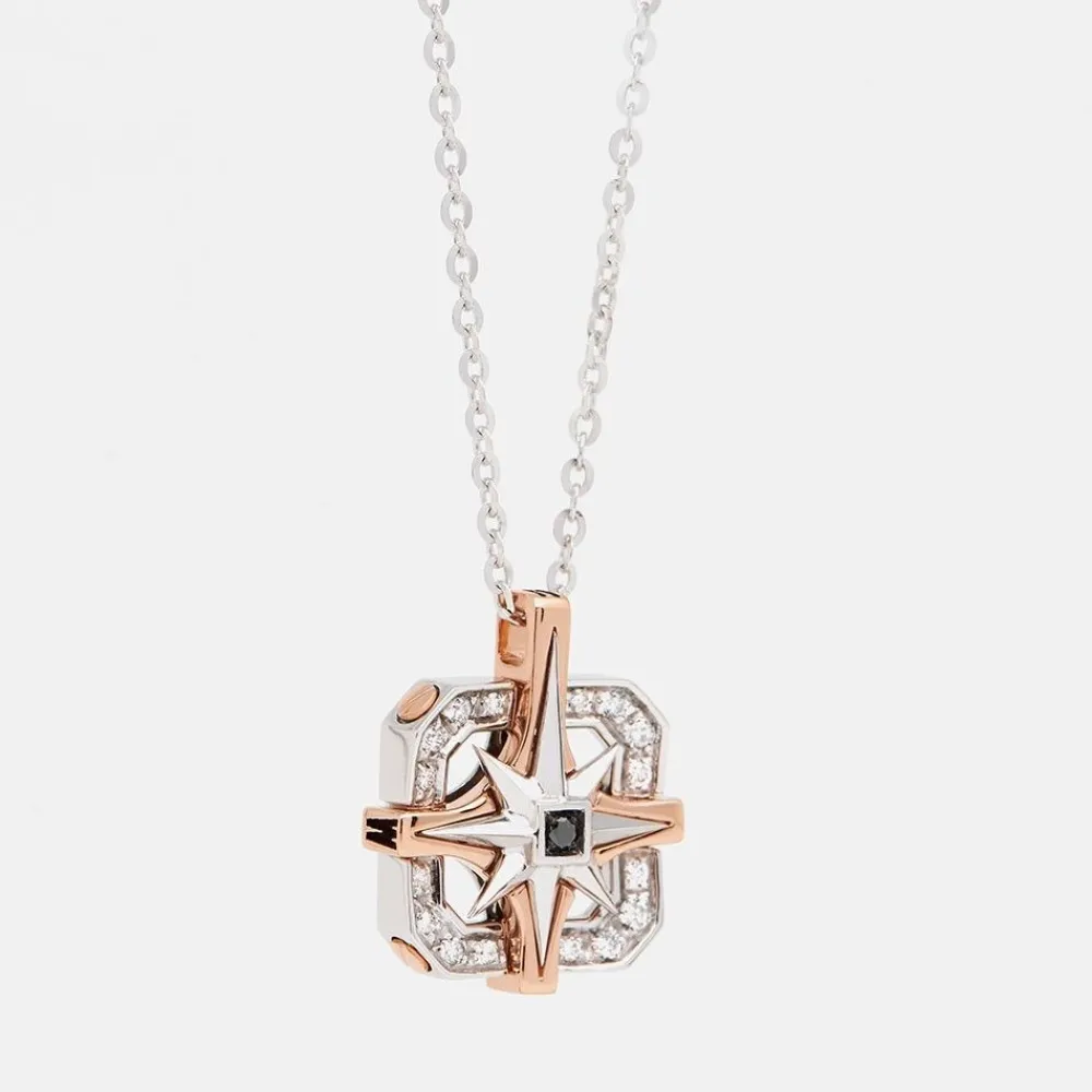 Sale Zancan Gold Necklace With Wind Rose Pendant And Diamonds. Colliers