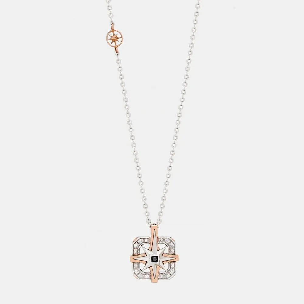 Sale Zancan Gold Necklace With Wind Rose Pendant And Diamonds. Colliers