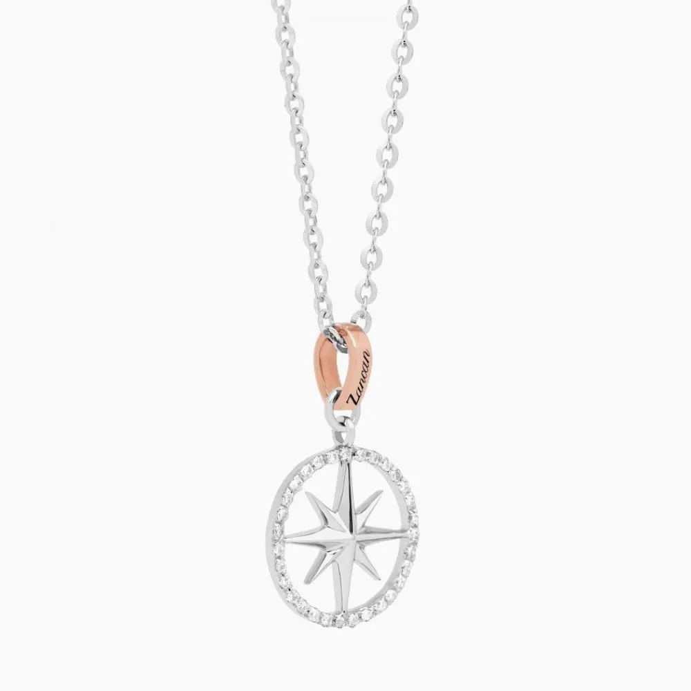 Clearance Zancan Gold Necklace With Wind Rose Pendant And Diamonds. Colliers
