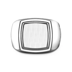 Store Zancan Hexagonal Silver Signet Ring. Bagues