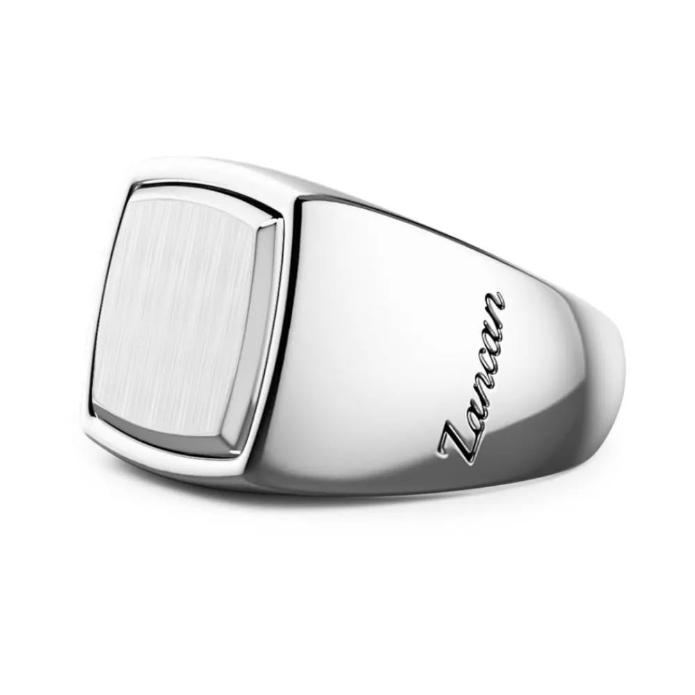Store Zancan Hexagonal Silver Signet Ring. Bagues