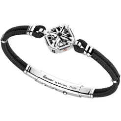Hot Zancan Kevlar Bracelet With Silver Wind Rose And Black Stone. Bracelets