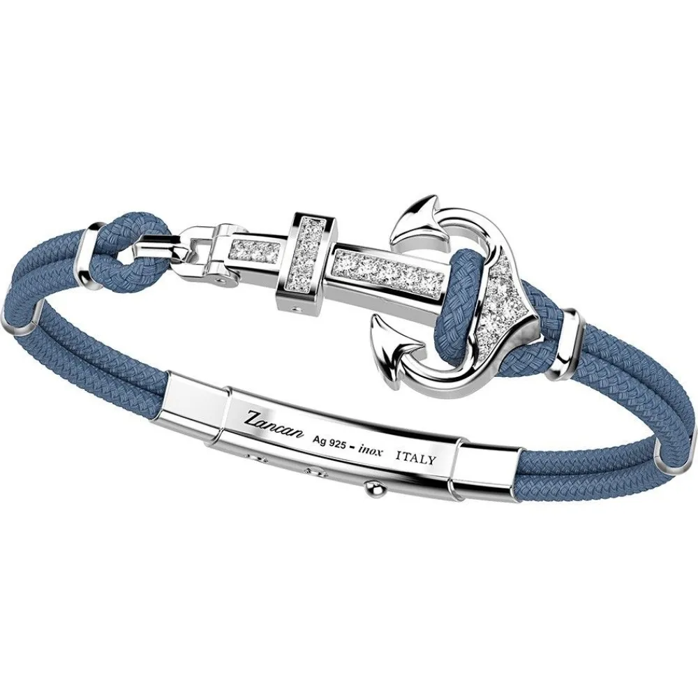 Shop Zancan Kevlar Bracelet With Silver Anchor And Colored Stones. Bracelets