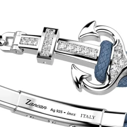 Shop Zancan Kevlar Bracelet With Silver Anchor And Colored Stones. Bracelets