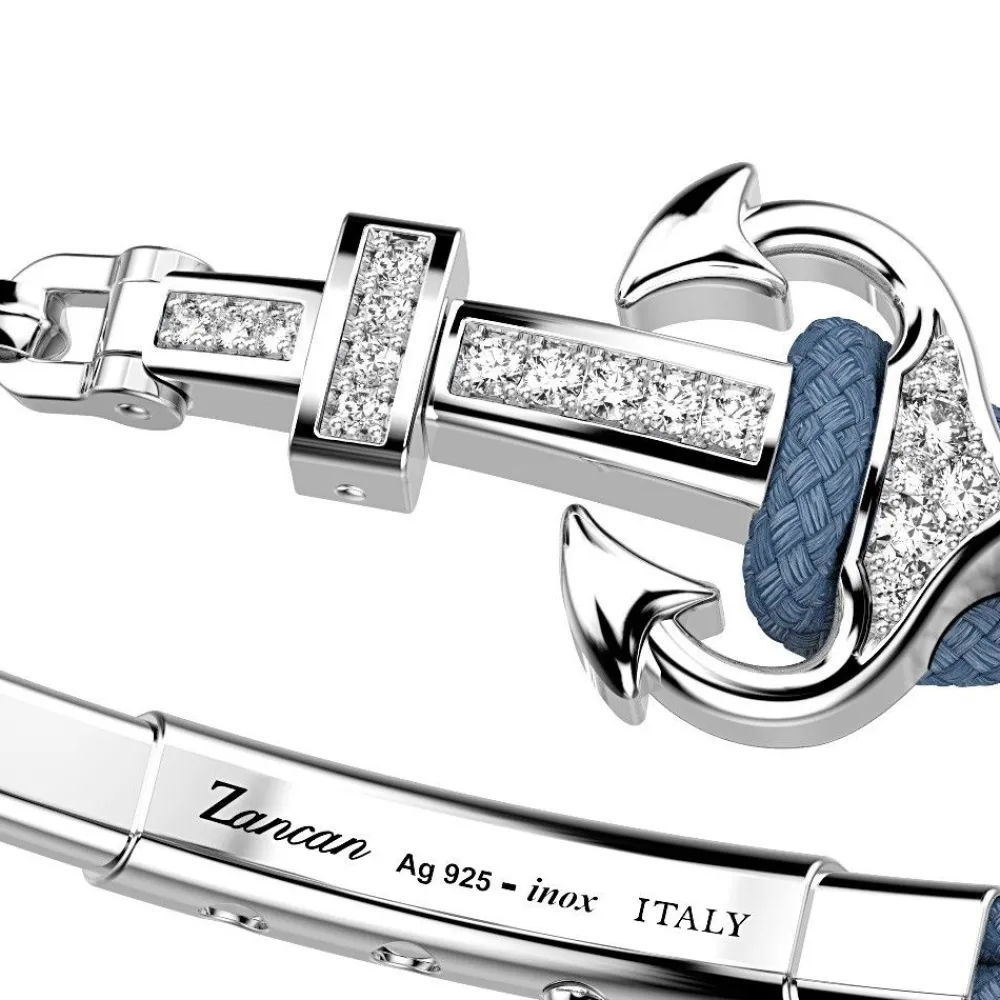 Shop Zancan Kevlar Bracelet With Silver Anchor And Colored Stones. Bracelets