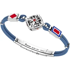 Online Zancan Kevlar Bracelet With Silver Wind Rose And Red Stone. Bracelets